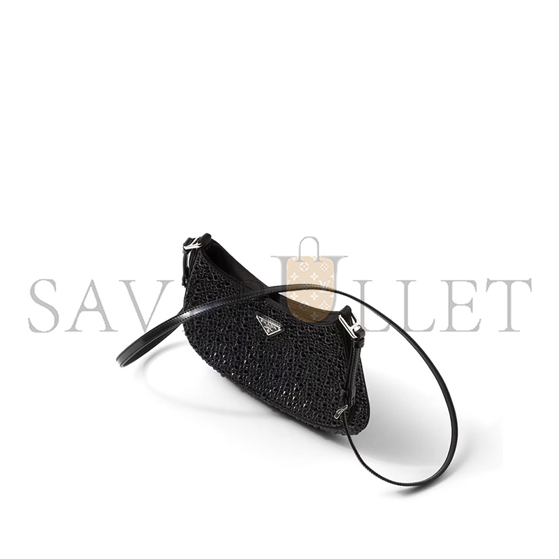 PRADA CLEO SATIN BAG WITH CRYSTALS 1BC169 (22*18.5*4.5cm) PRADA CLEO SATIN BAG WITH CRYSTALS 1BC169 (22*18.5*4.5cm)